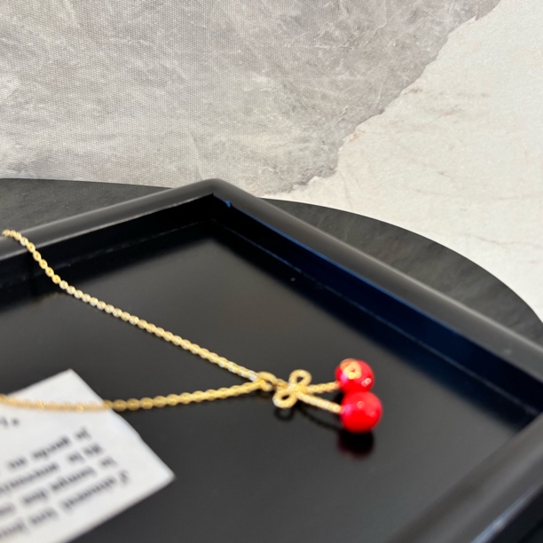 铜合金项链 红色樱桃型带V项链XL2605
