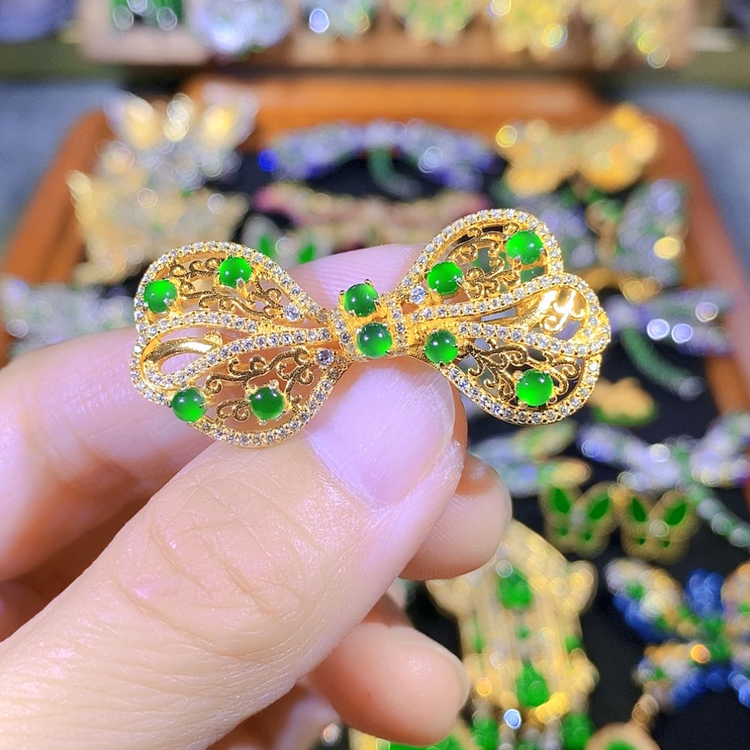 吊坠(不含链)银S925镶嵌翡翠