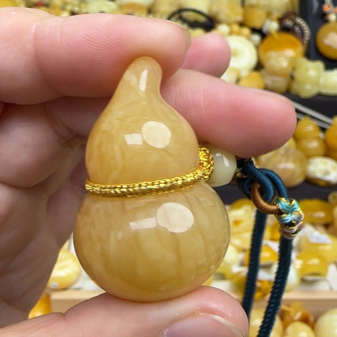 蜜蜡套链未镶嵌俄料天然蜜蜡葫芦吊坠