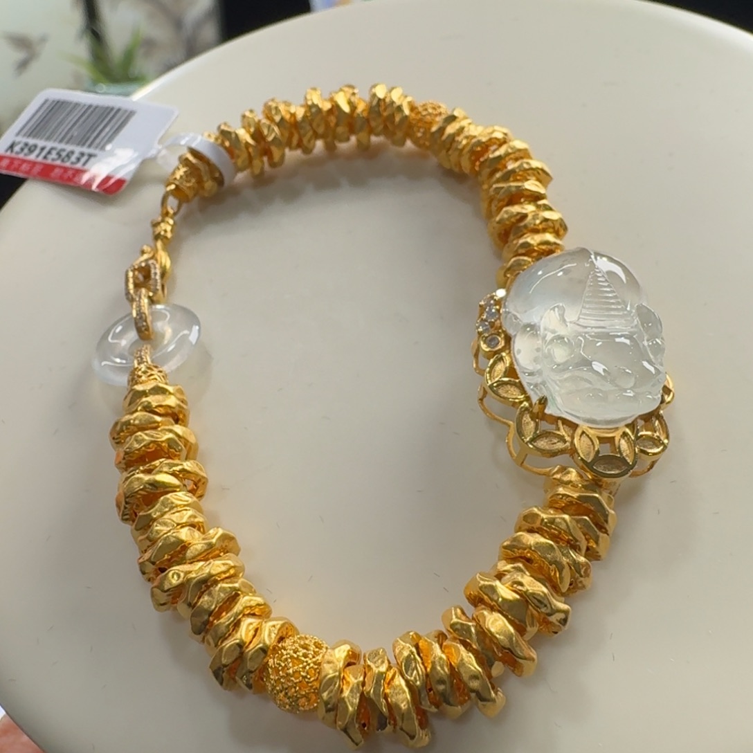 翡翠足金镶嵌手链貔貅盘缠(足金6.3克)