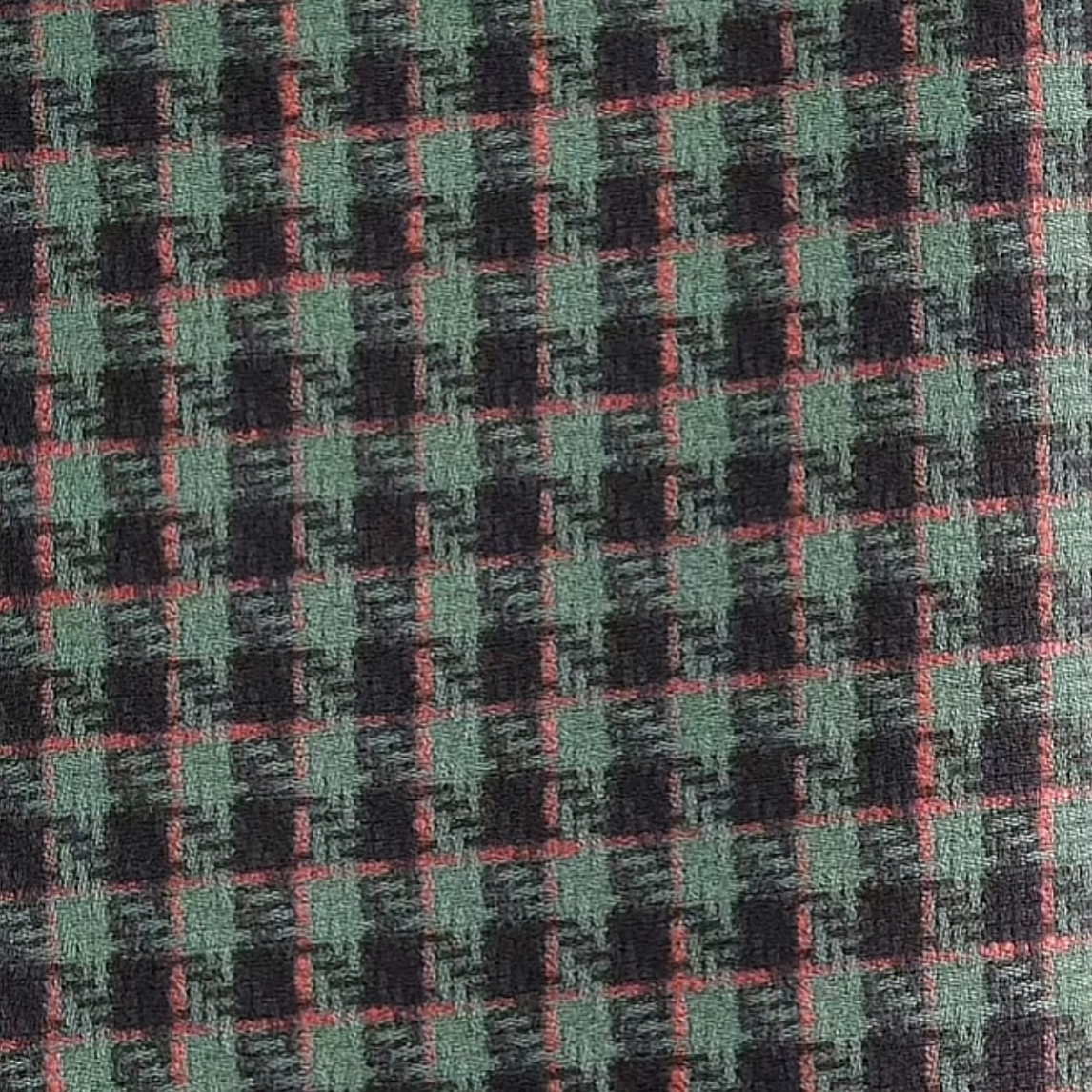 秋冬仿羊毛厚款双面绿黑格子面料