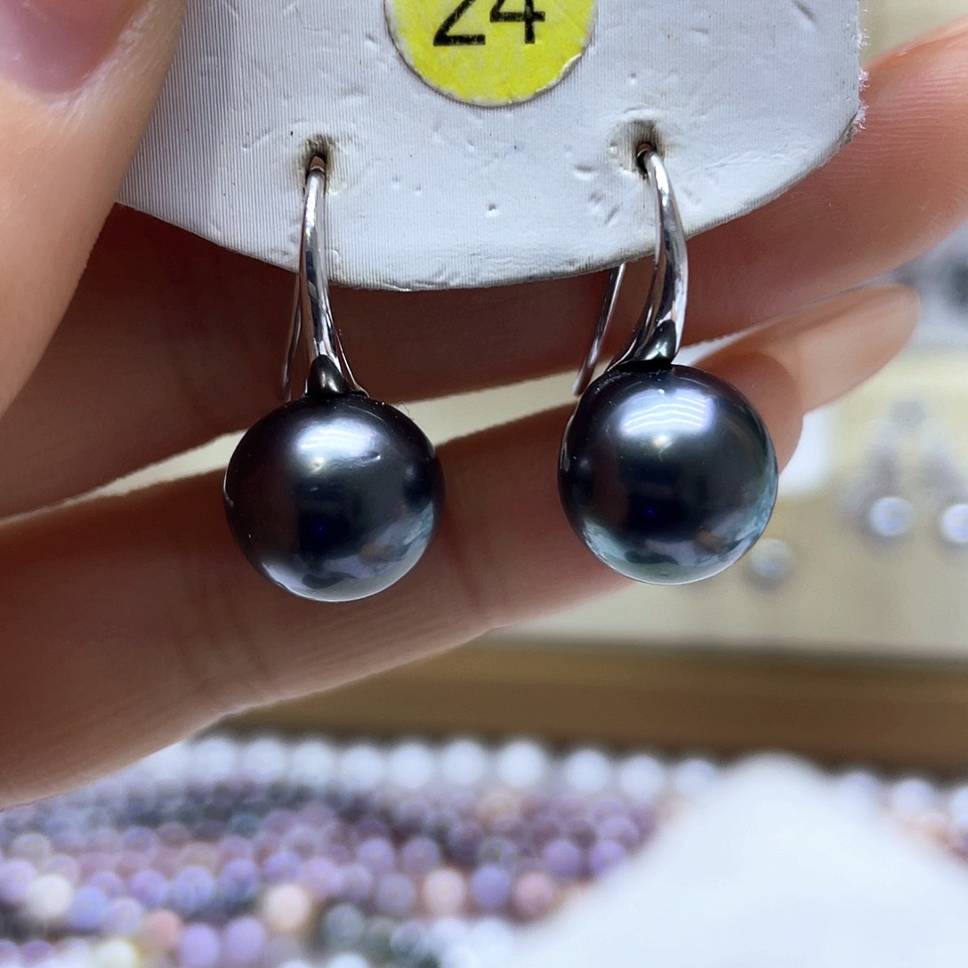 海水珍珠耳饰银S925镶嵌