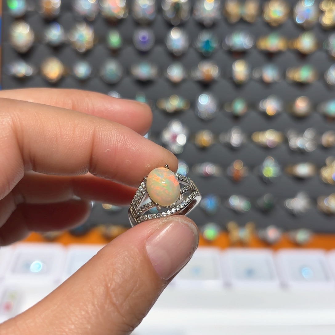 欧泊银S925镶嵌戒指戒指