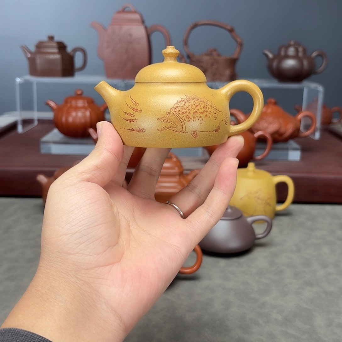 沉***金茶壶紫砂百衲140CC段泥