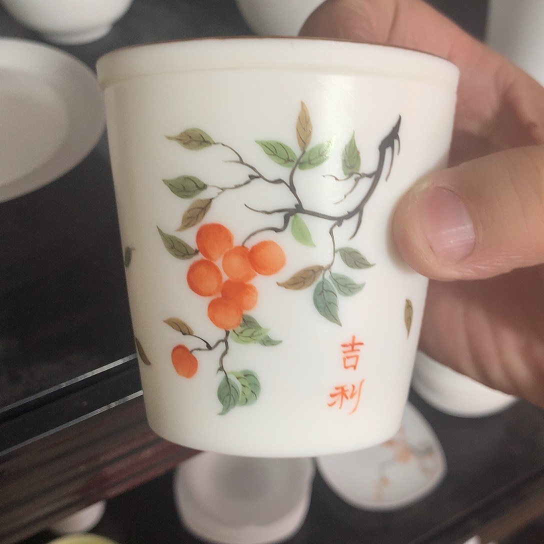 冰种素烧手绘可乐杯