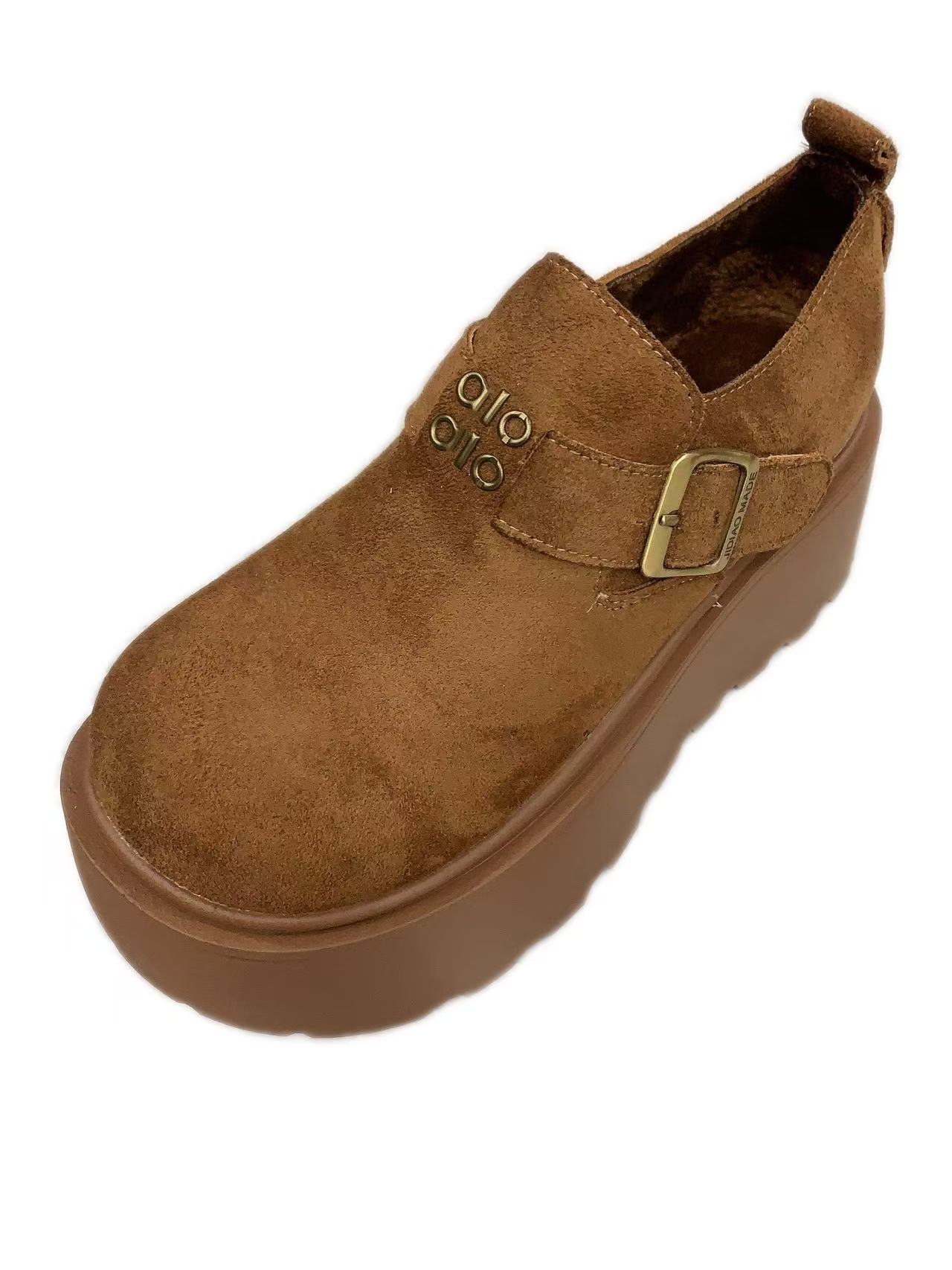 冬季新款内里加厚厚底松糕鞋短靴子女鞋字母款马丁靴潮