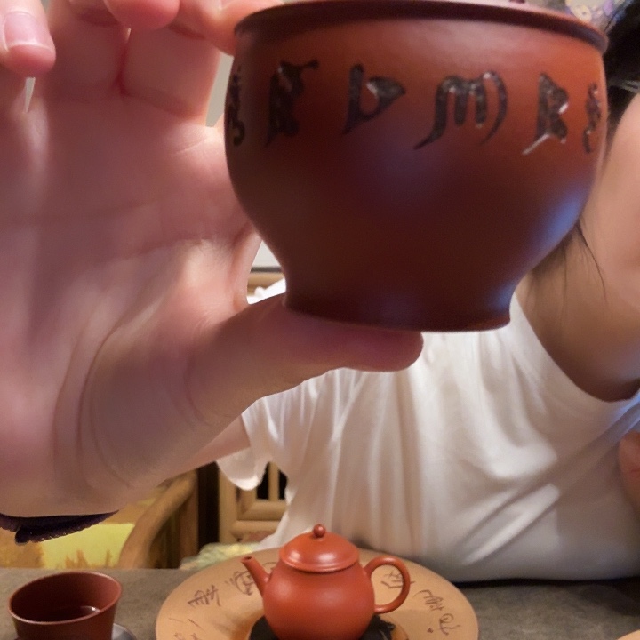 茶杯紫砂亲工刻绘朱泥小杯