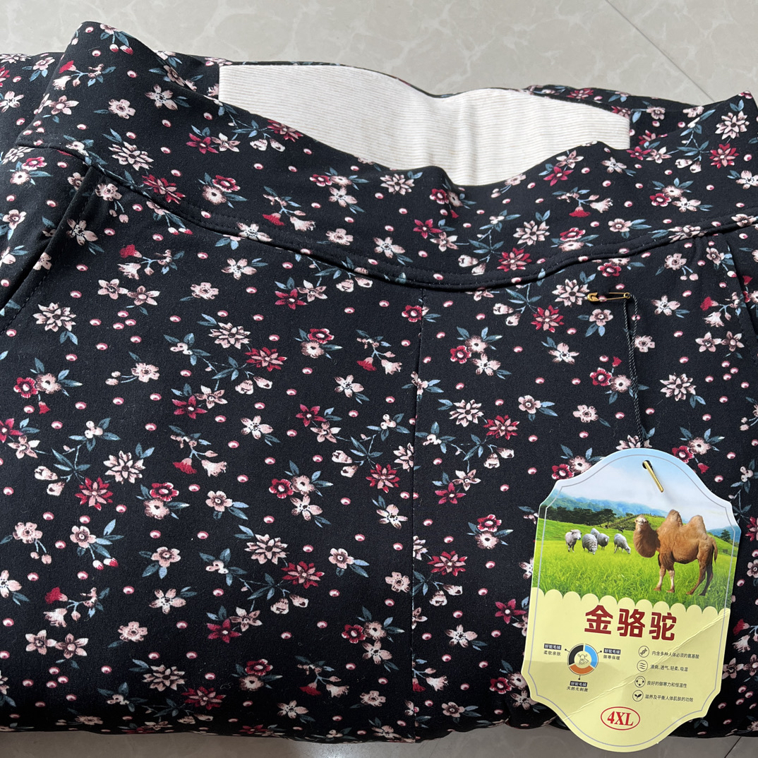 女士冬季加绒加厚高腰高弹外穿保暖护膝棉裤