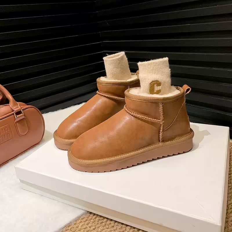 7 UDZ 免打理牛皮加厚防滑一脚蹬周冬雨同款雪地靴