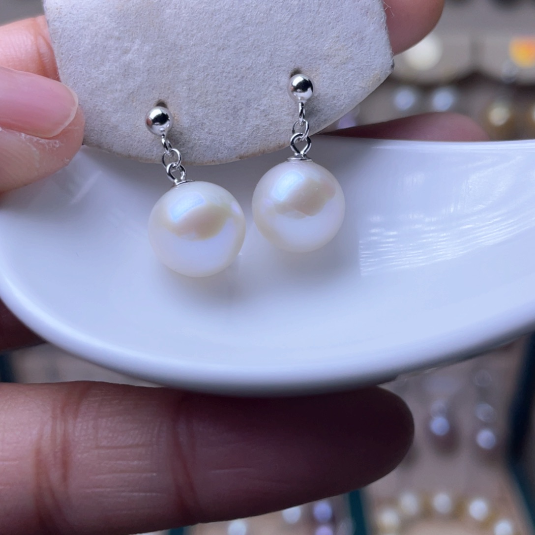 淡水珍珠耳环银S925镶嵌