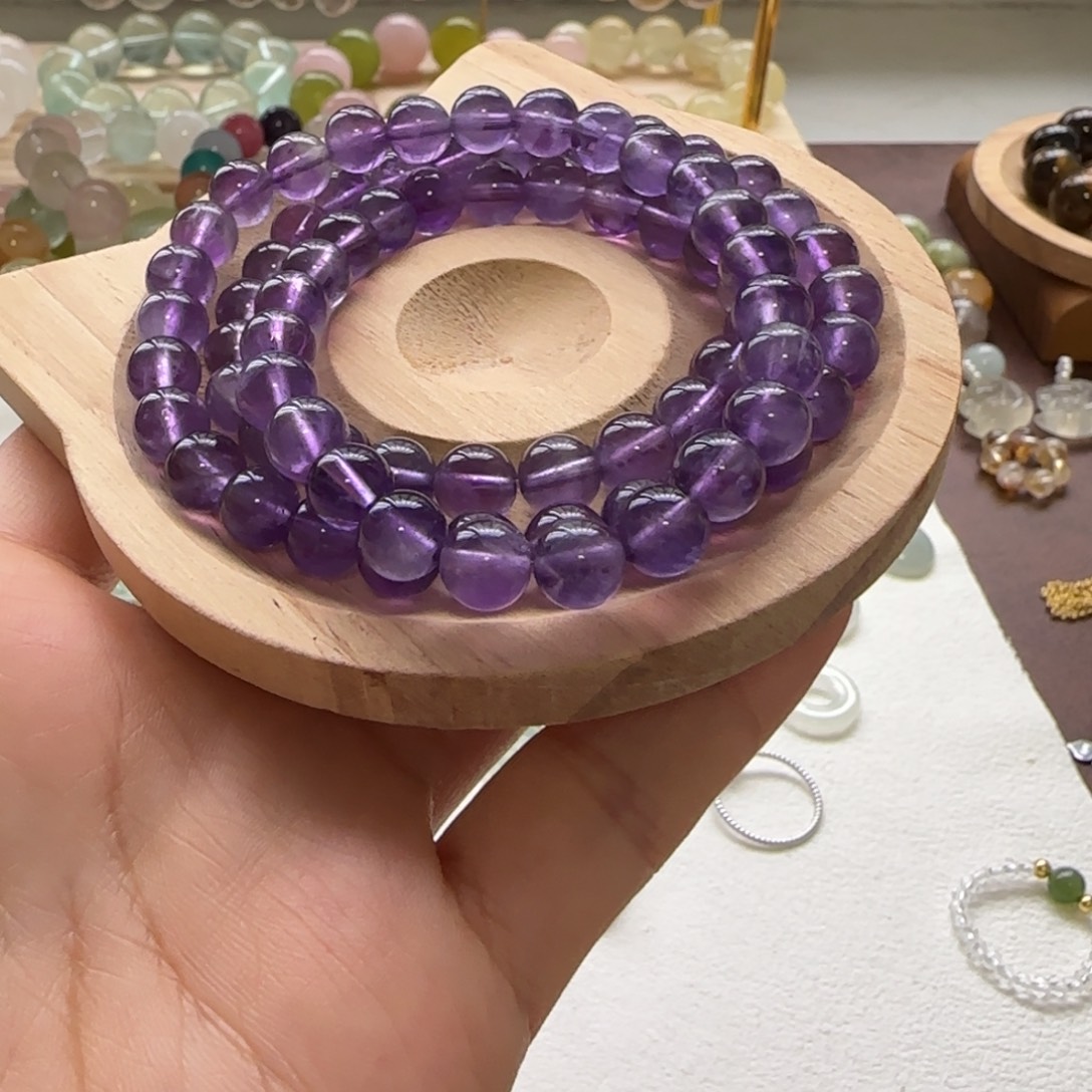 颈饰合金水晶三圈紫