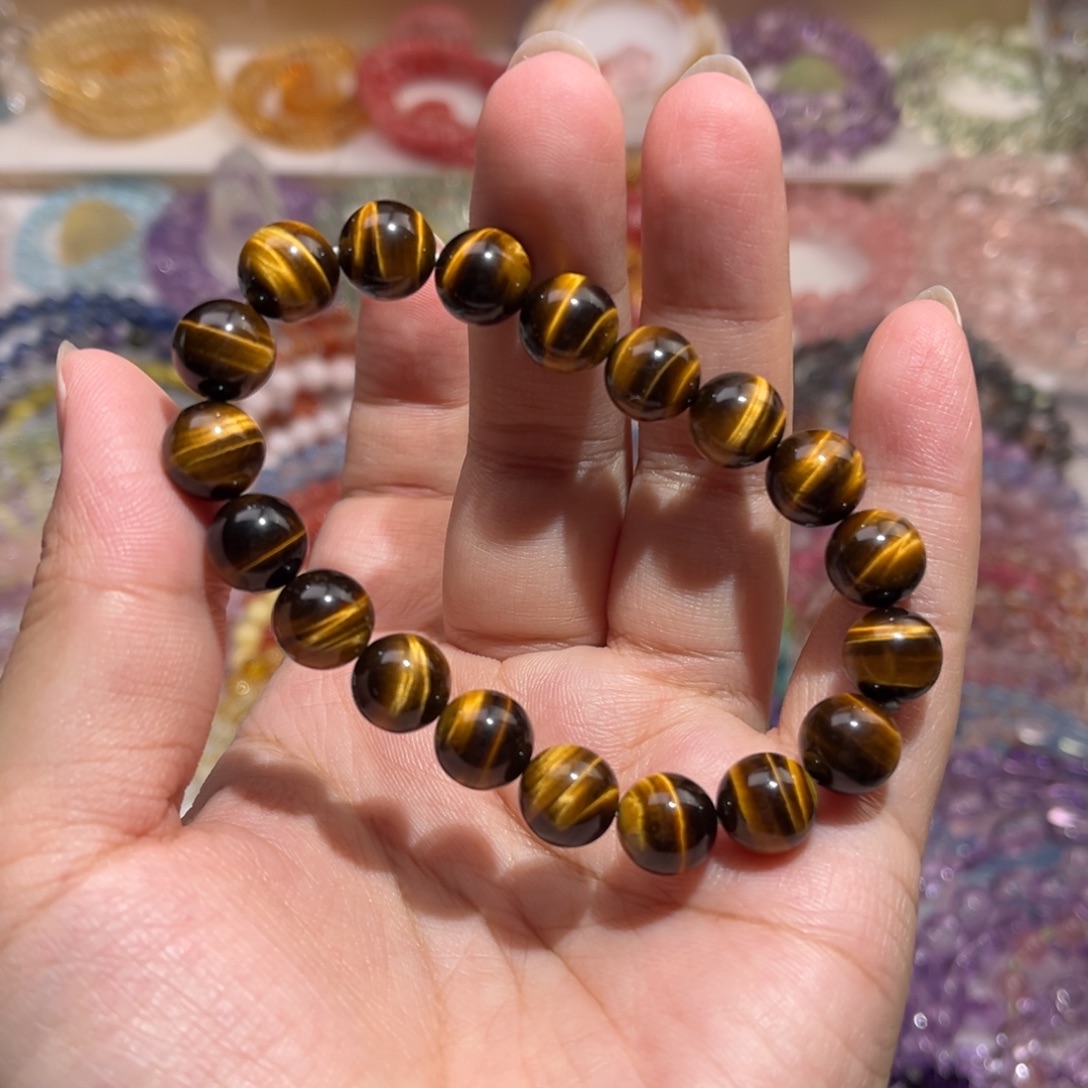 未镶嵌水晶手链10m闪电黄虎眼单圈