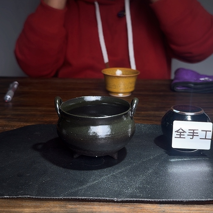 婺州龙窑烧制技艺全手工黑色香炉