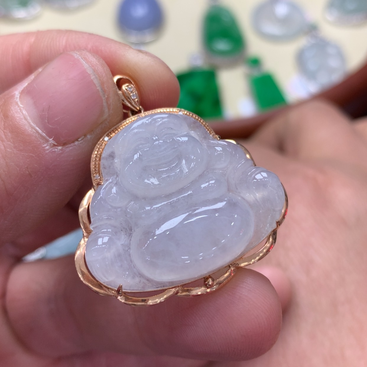 【闪购商品】翡翠颈饰18K金镶嵌佛公