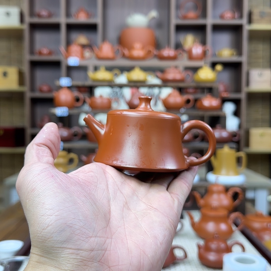 紫砂茶壶潮州手拉壶朱泥大口