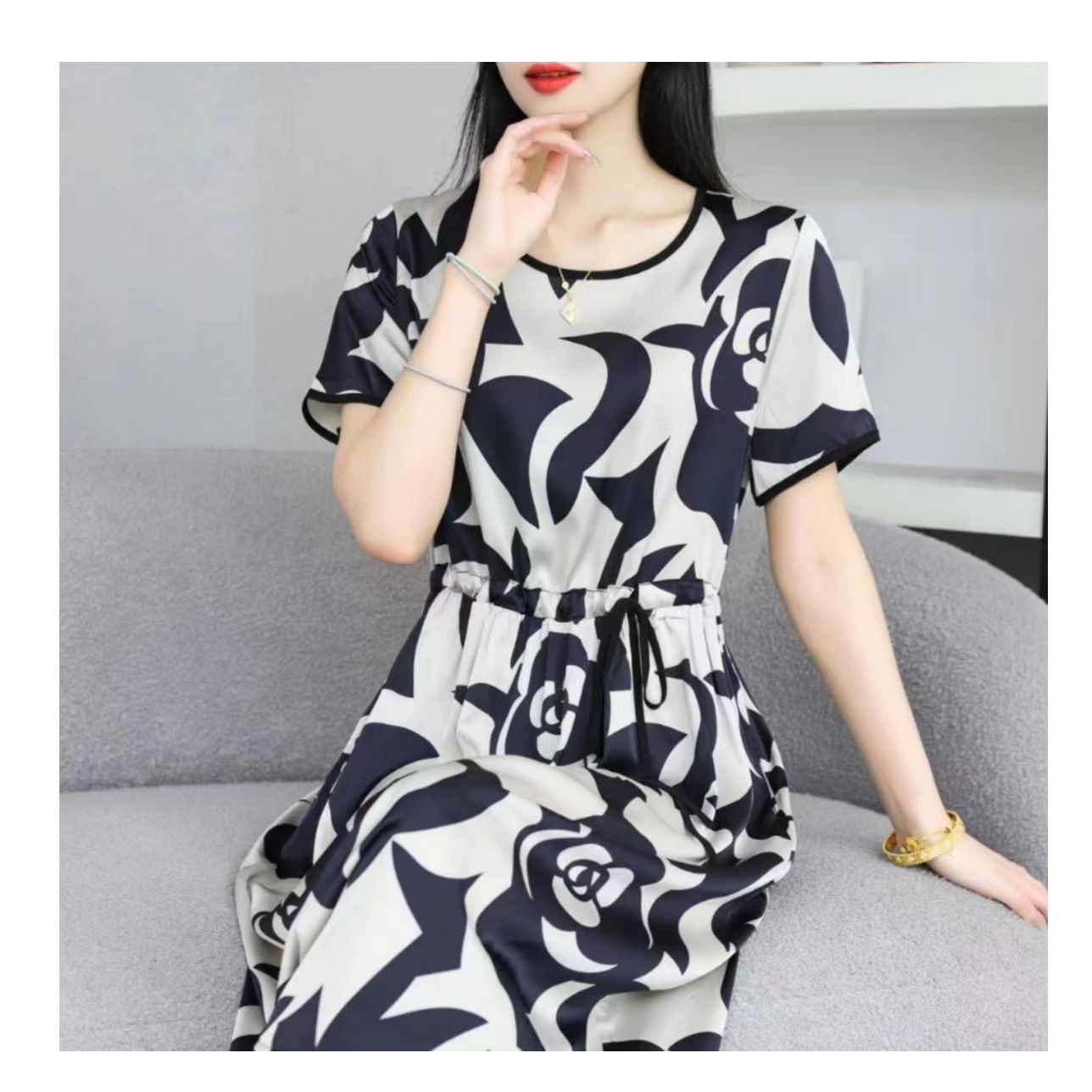 7727-0【山茶花】舒适连衣裙