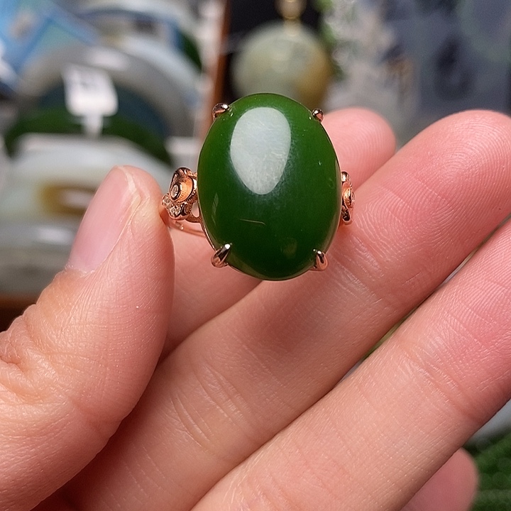 和田玉银S925镶嵌戒指