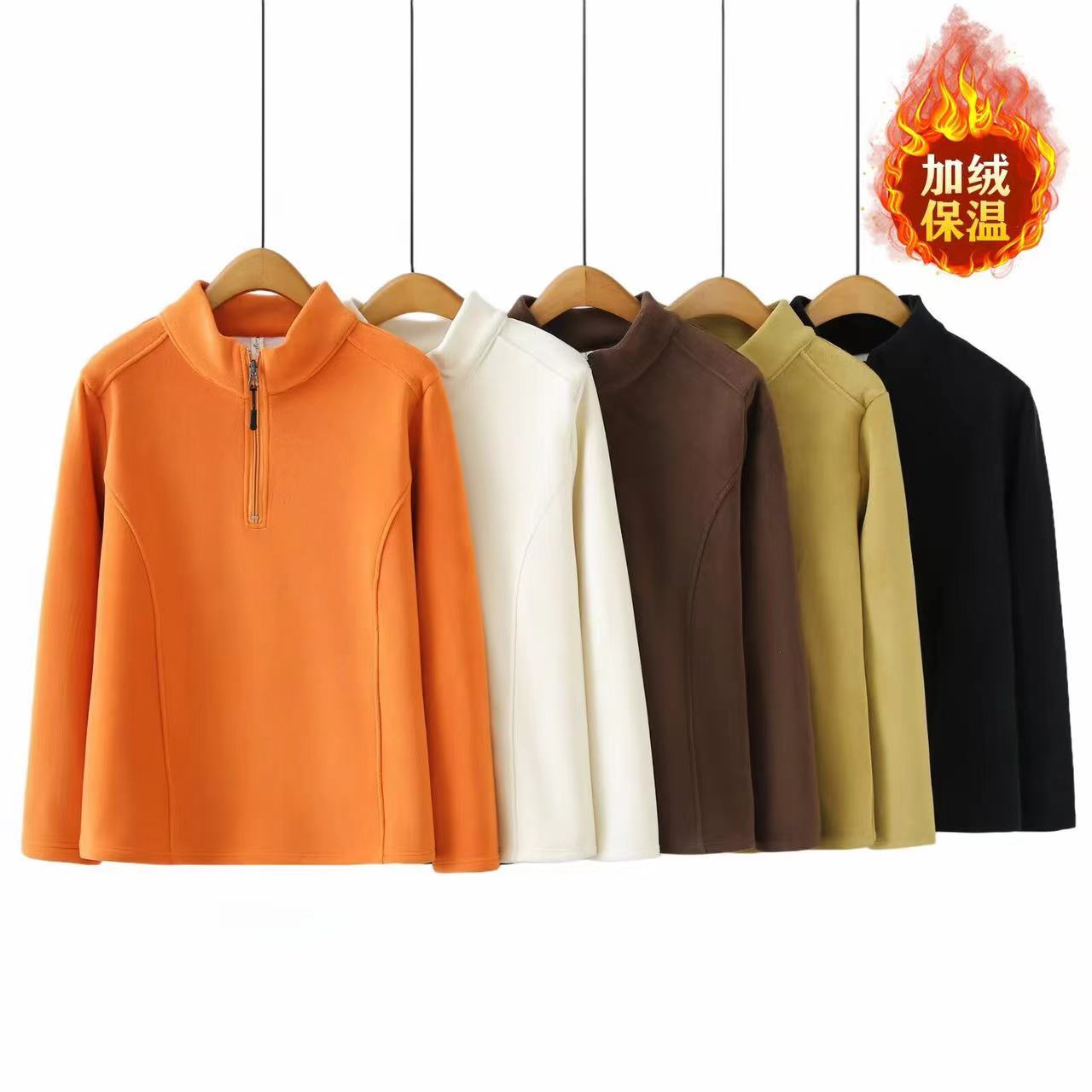 立领卫衣拉链长袖宽松型加厚款半高领厚款冬季