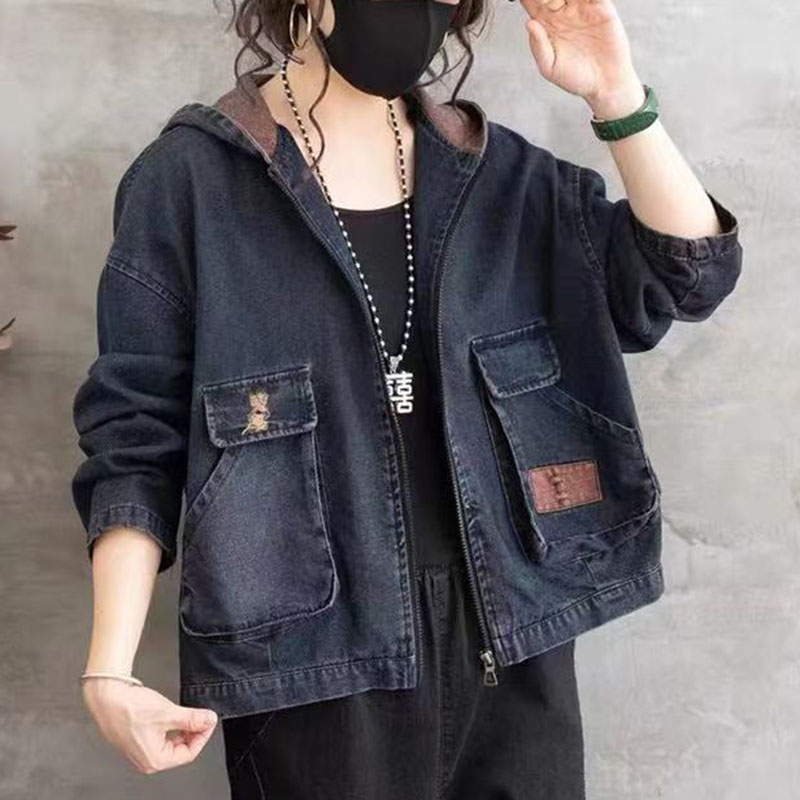 CK9091蓝#2025秋季新款设计感水洗重工时尚牛仔外套百搭上衣复古
