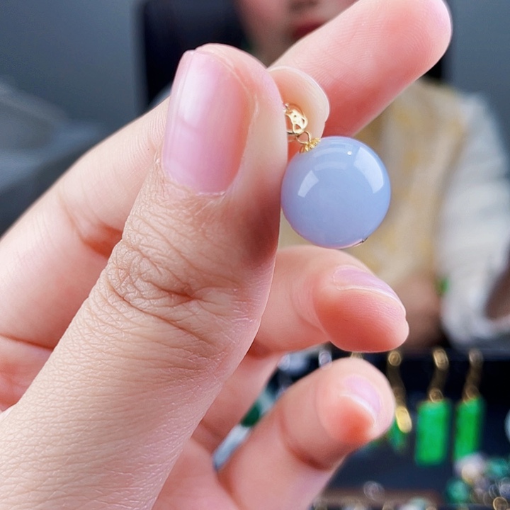 翡翠18K金镶嵌耳饰饰品