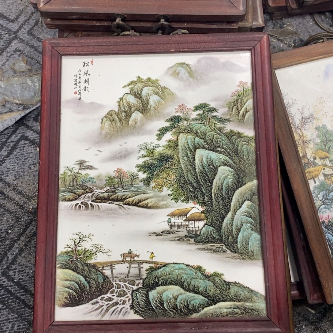 瓷片37*28 景德镇瓷板画柴窑烧制
