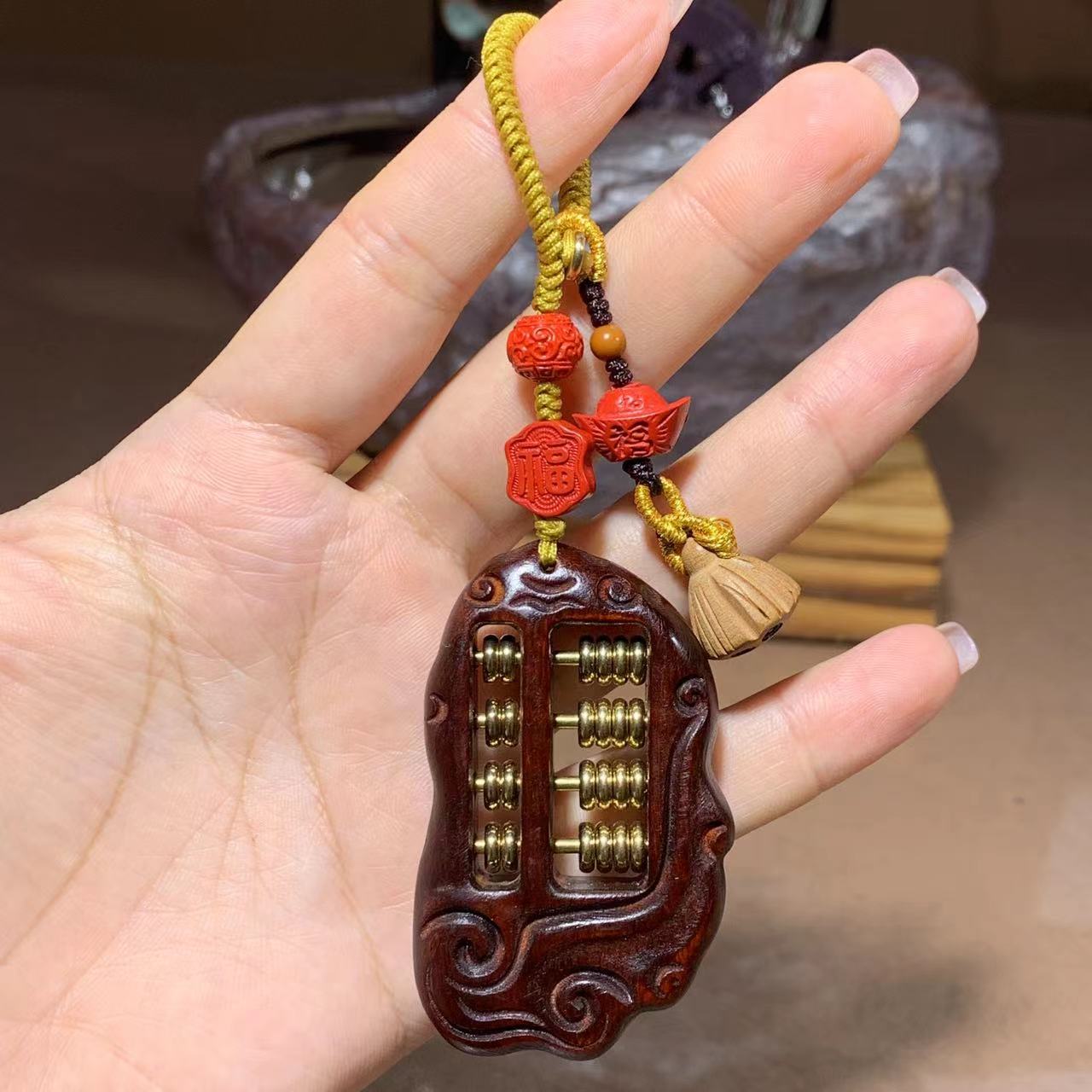 高端汽车钥匙挂件檀木转运葫芦车载吊饰品男女士车内挂饰摆件