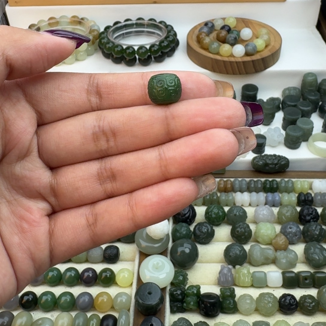 ꧁***꧂和田玉未镶嵌珠宝半成品和田玉碧玉回纹11-12