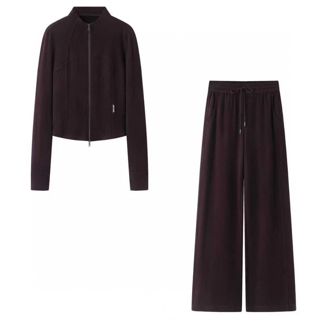 艾诺丝2025秋季新款时尚立领短款卫衣外套女AC604113裤子AC314126