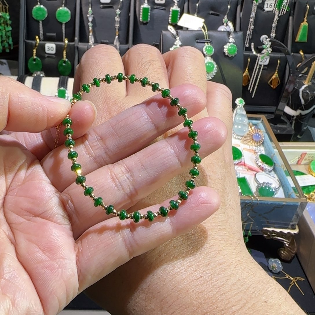 翡翠18K金镶嵌颈饰手链