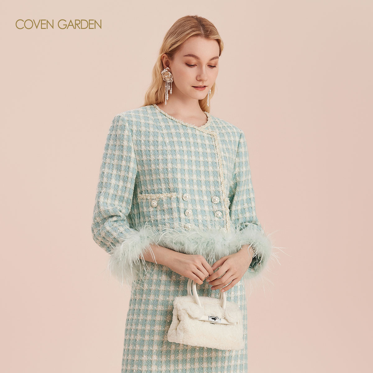 【陈大可专属】哥文花园复古小香风格纹毛呢外套女CTA4342500