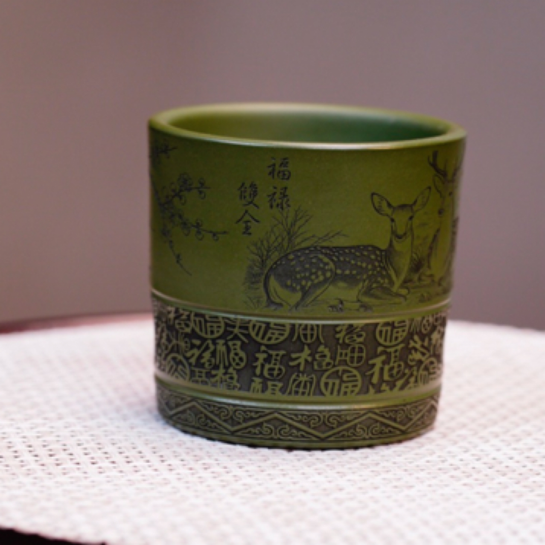 宜兴原矿紫砂 绿泥 福鹿双全