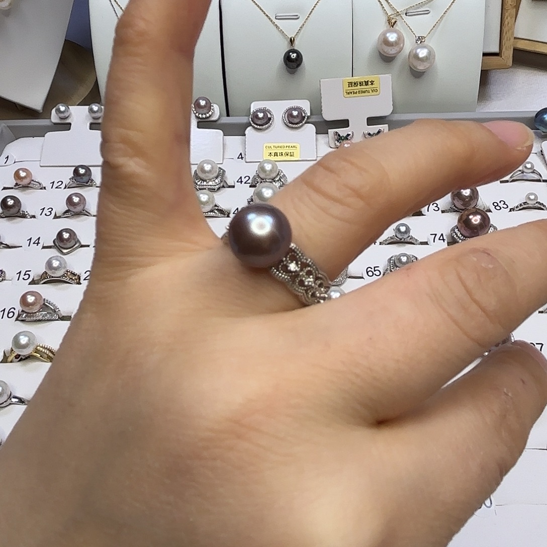 耳饰银S925镶嵌淡水珍珠