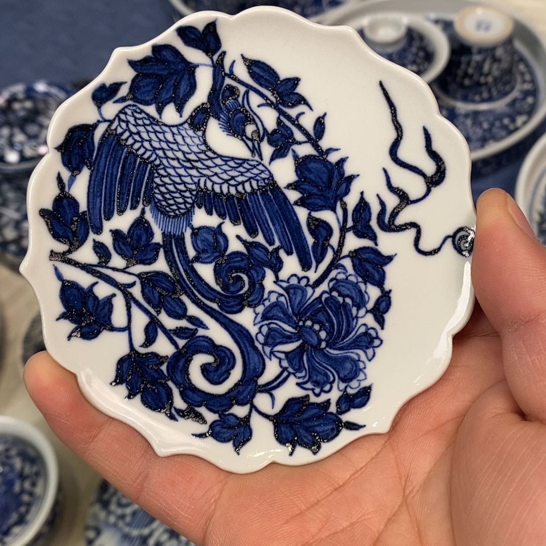 3️⃣***缠枝凤凰葵口盖置