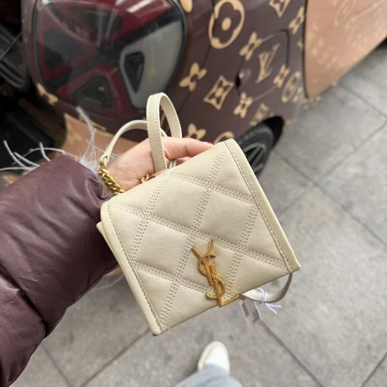 99新 YSL/圣罗兰 胖丁耳机小废包/链条可调节/单肩斜挎腋下胸包