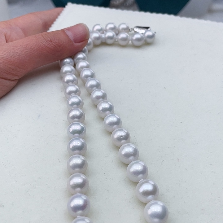 淡水珍珠颈饰银S925镶嵌卡10冷白高品