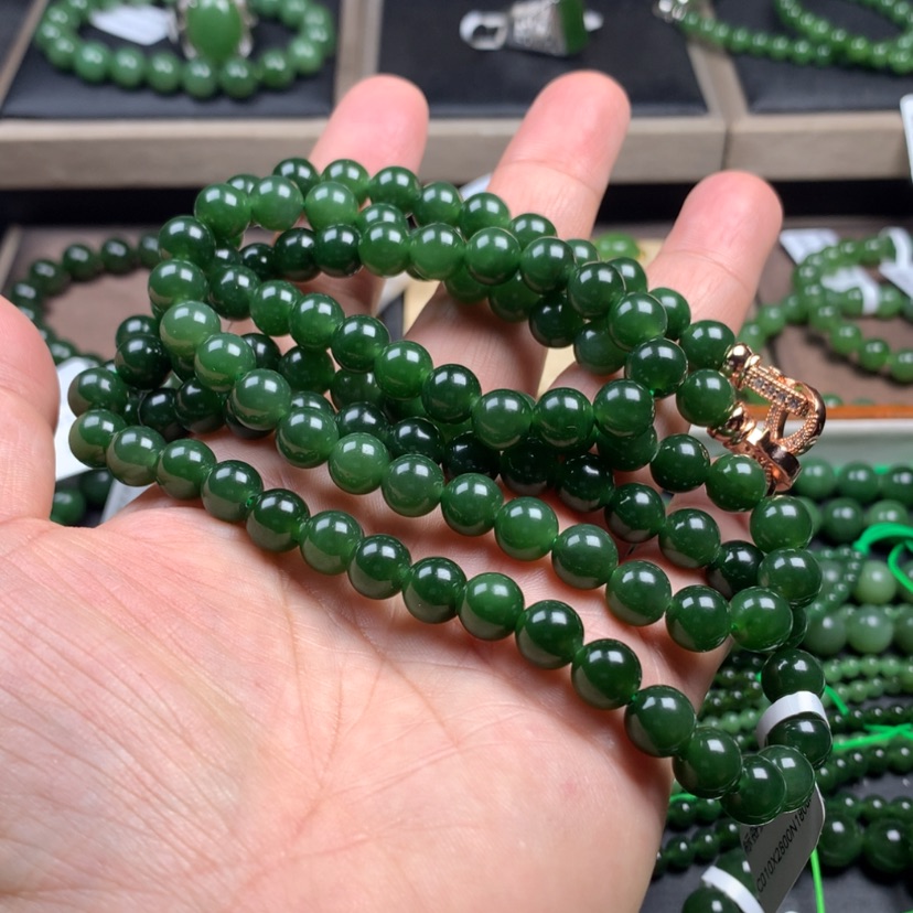 【闪购商品】和田玉（碧玉）颈饰未镶嵌唛****｝8m m