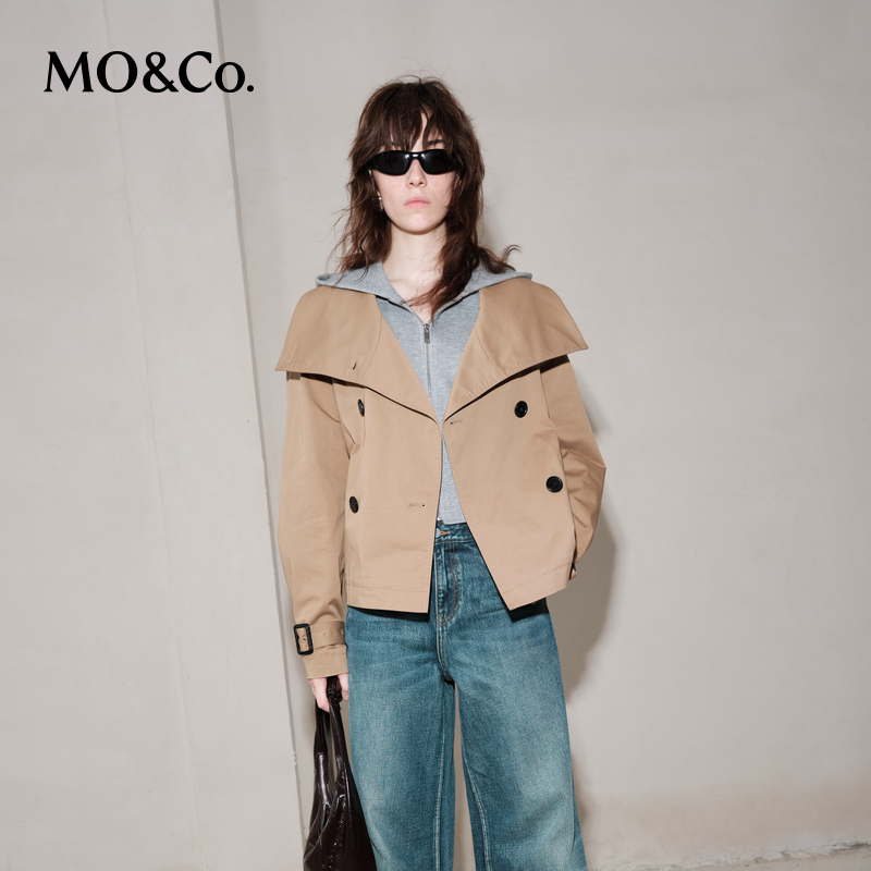 【陈嘉尔专属】MOCO秋高领短款斗篷式风衣外套(附腰带)MBD3JKT001