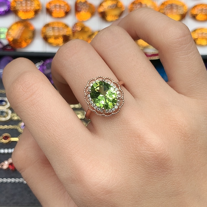 橄榄石戒指银S925镶嵌