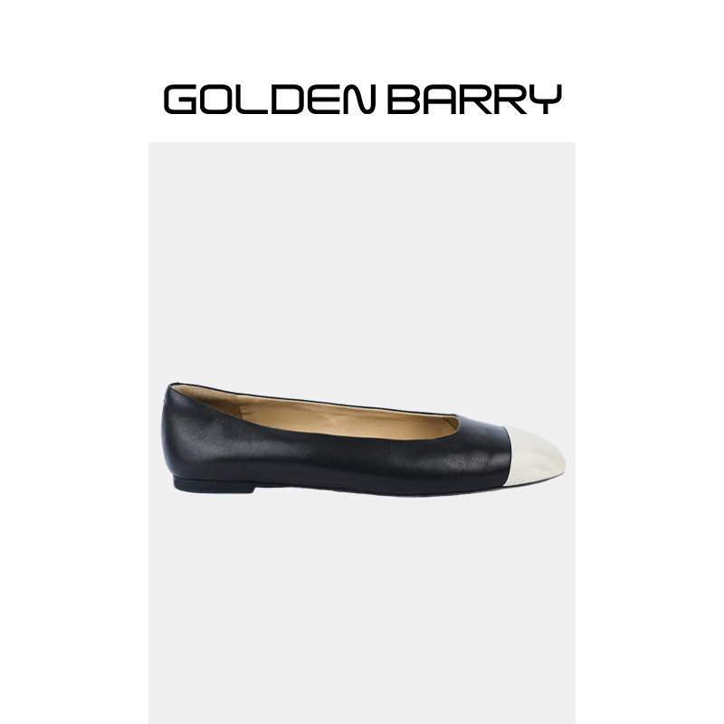 GOLDENBARRY|646020极简百搭气质软底方头平底鞋粗跟浅口低跟