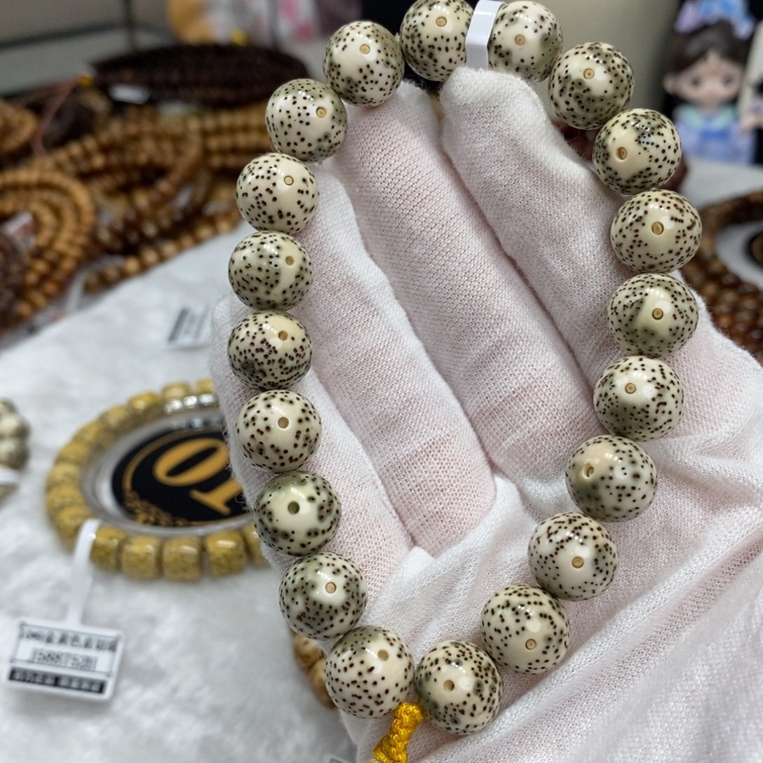 手串星月菩提12mm圆珠青花瓷一线天留白