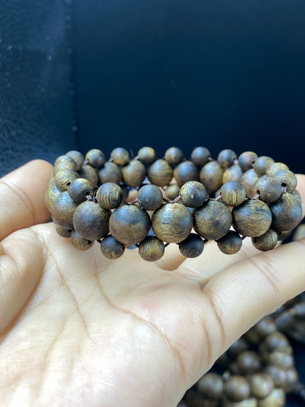 海南绿棋楠沉香1.0*0.6手工编织手串