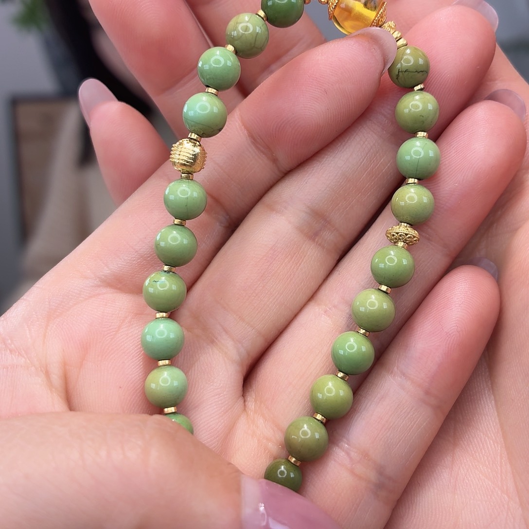 银S925镀金镶嵌绿松石手链