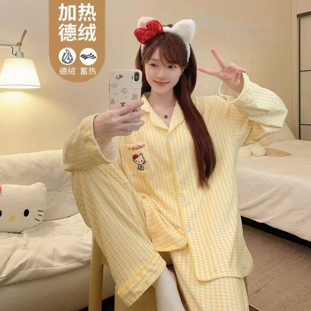 家居服套装不起静电的牛奶绒睡衣套装甜美睡衣宽松