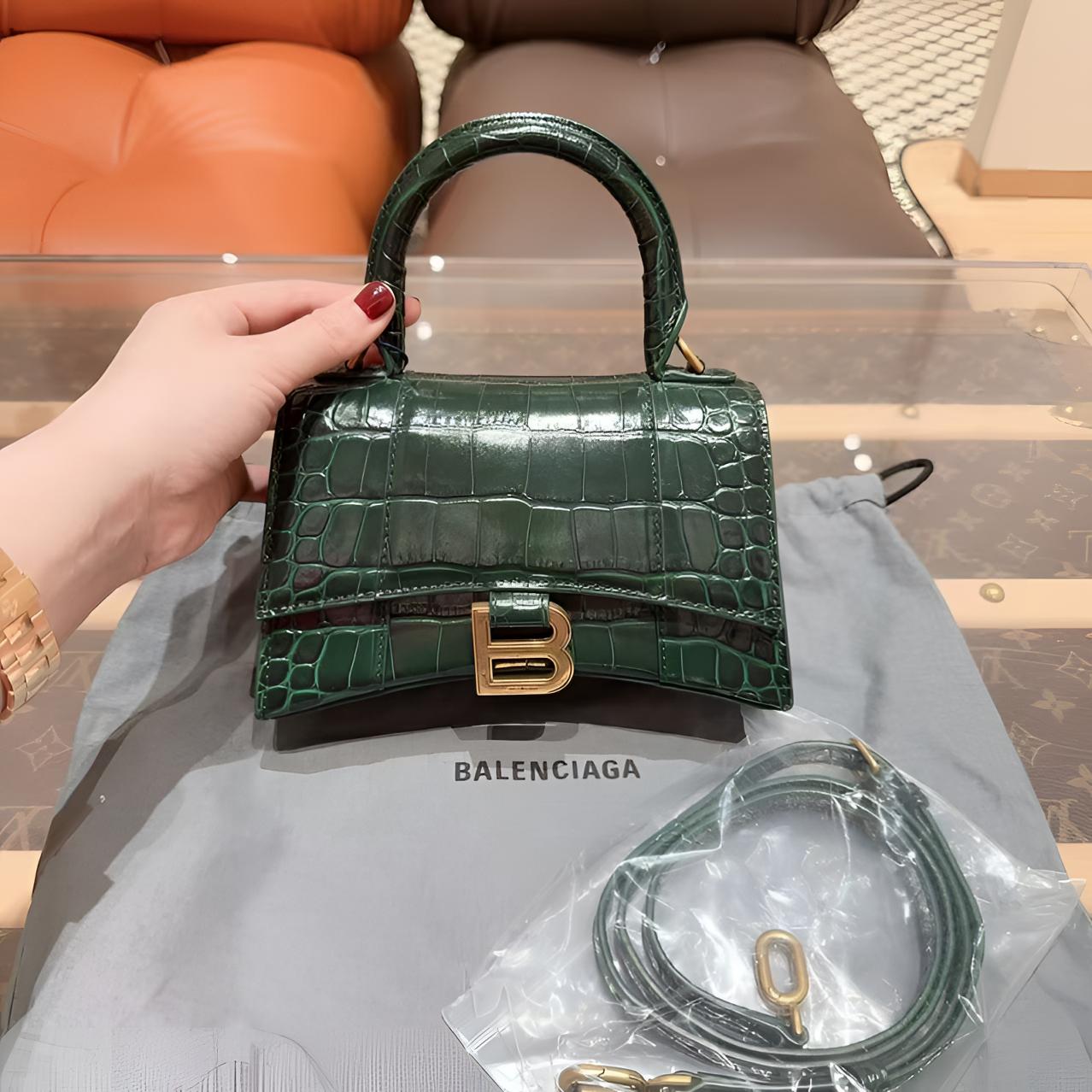 95新 Balenciaga/巴黎世家 祖母绿 鳄鱼压纹