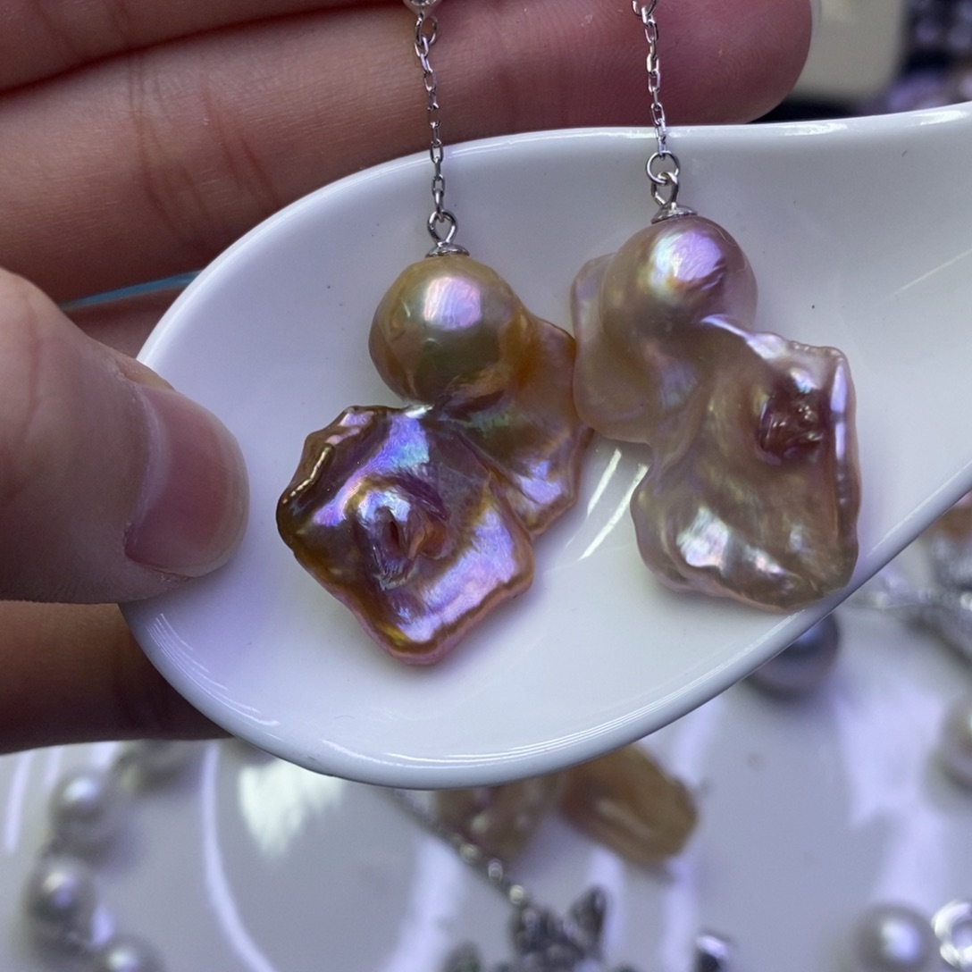 淡水珍珠耳饰银S925镶嵌