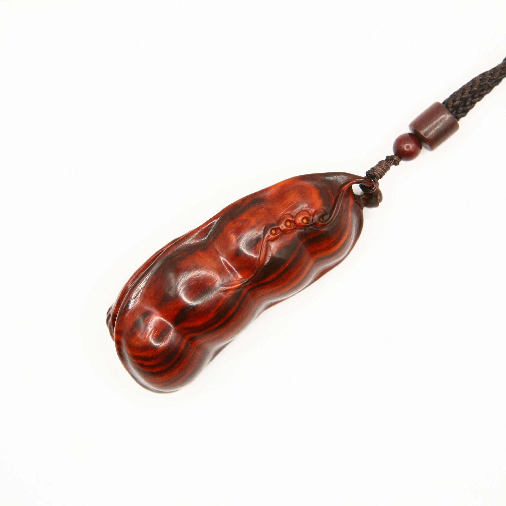 印度小叶紫檀 四季有福 手把件 长68mm 宽28mm 绳长15cm（含坠）