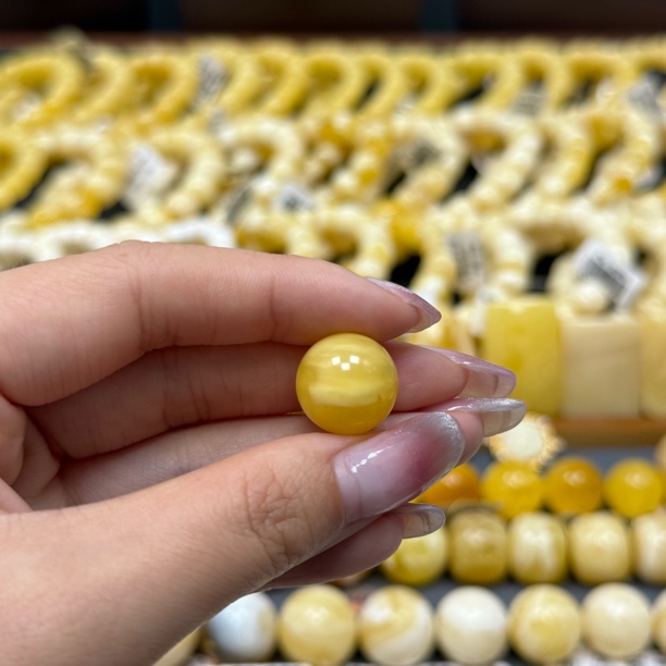 兰蜜珠宝天然原矿琥珀蜜蜡浓蜡妖花拉丝圆珠14.7mm