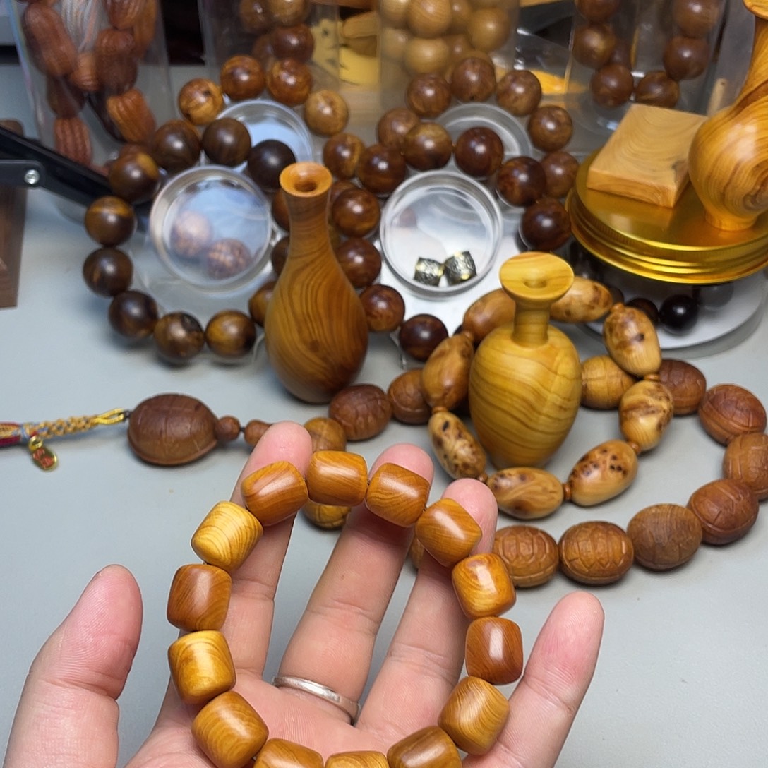 柏木（崖柏）太行崖柏1315黄粉茶桶珠