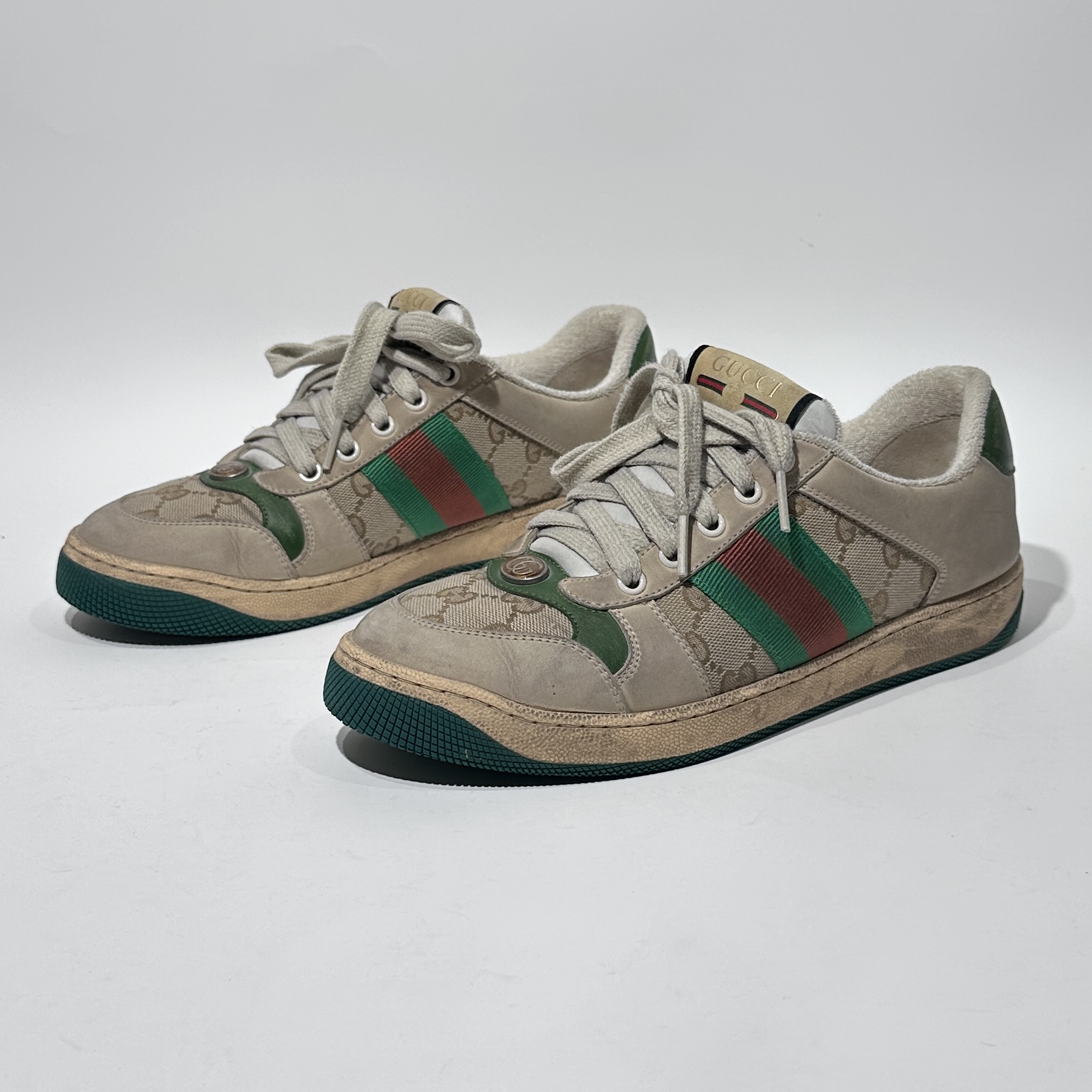 95新 GUCCI/古驰 38码 绿尾时尚休闲脏脏鞋/MLC1772