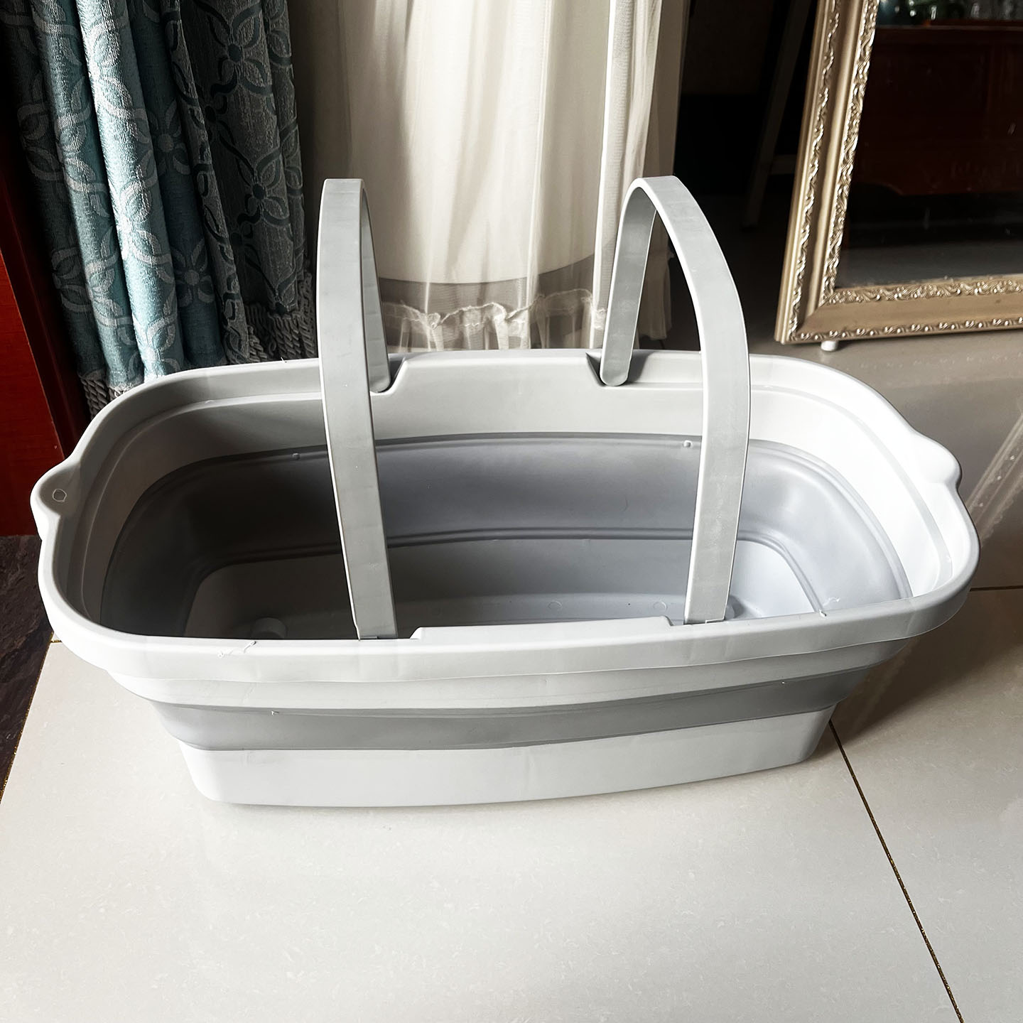 长方形椭圆形防摔加大款可折叠水桶便携式洗车手提拖把桶